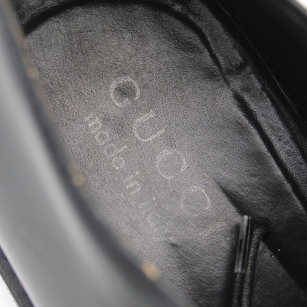 Gucci Black Smooth Leather Lace Tie Derby Dress Shoes Almond Toe 42.5 US 9 1/2 - Picture 4 of 6